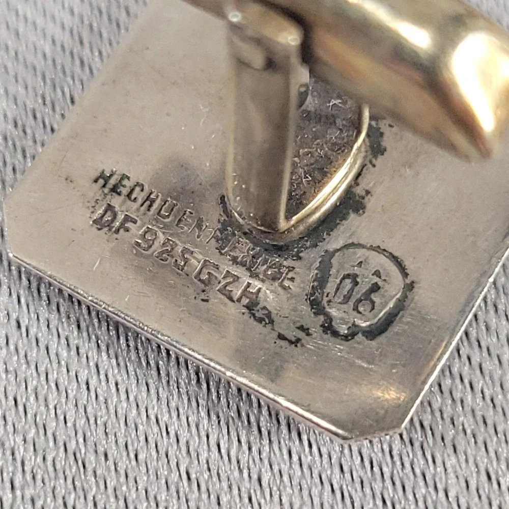 Mexico Sterling Silver Cufflinks Mens Aztec Sun Stone Calendar Square DF GZH 06
